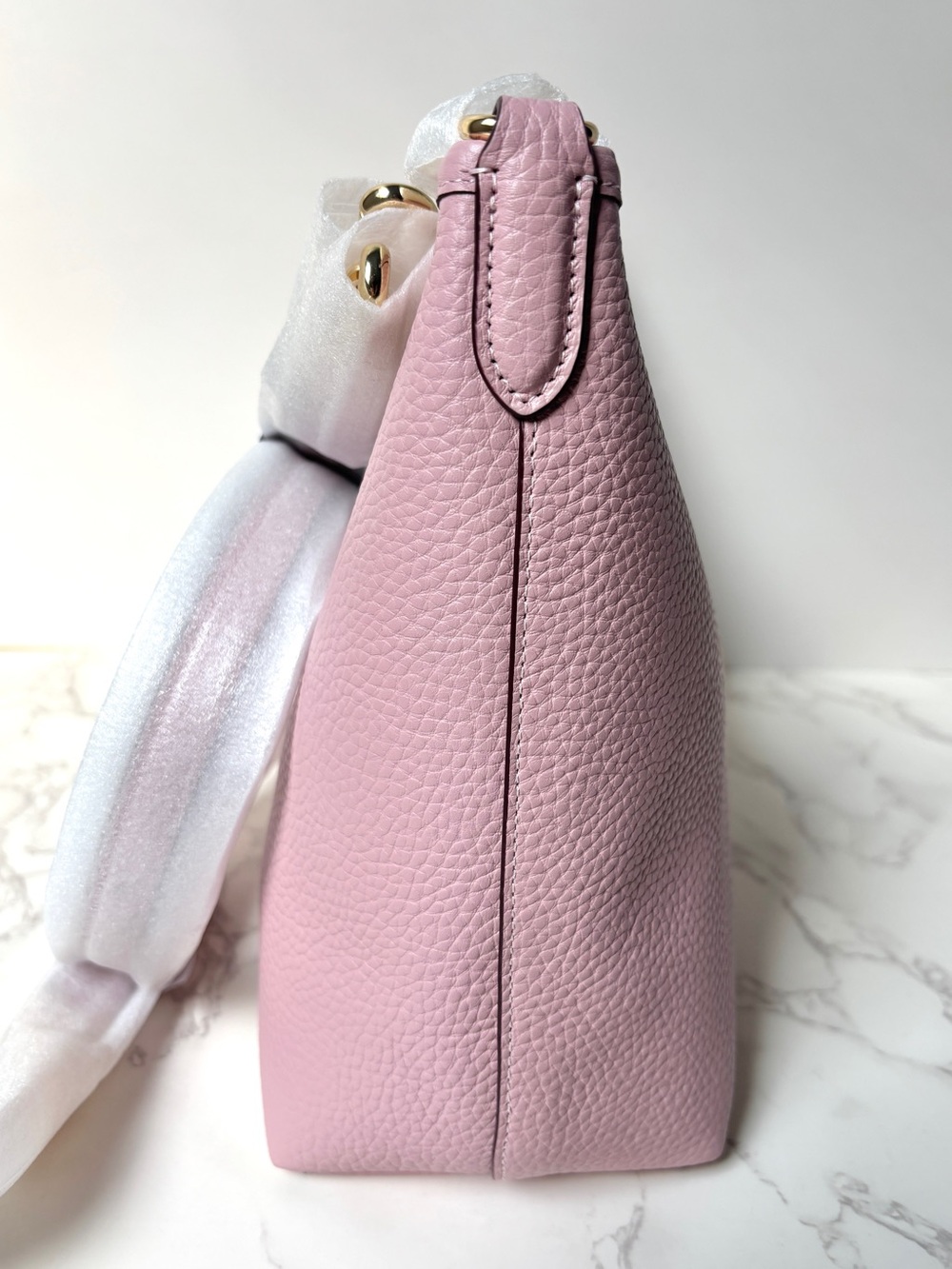 New Coach Laurel Shoulder Bag Carnation Pink Pebbled Leather - Picture 7 of 14